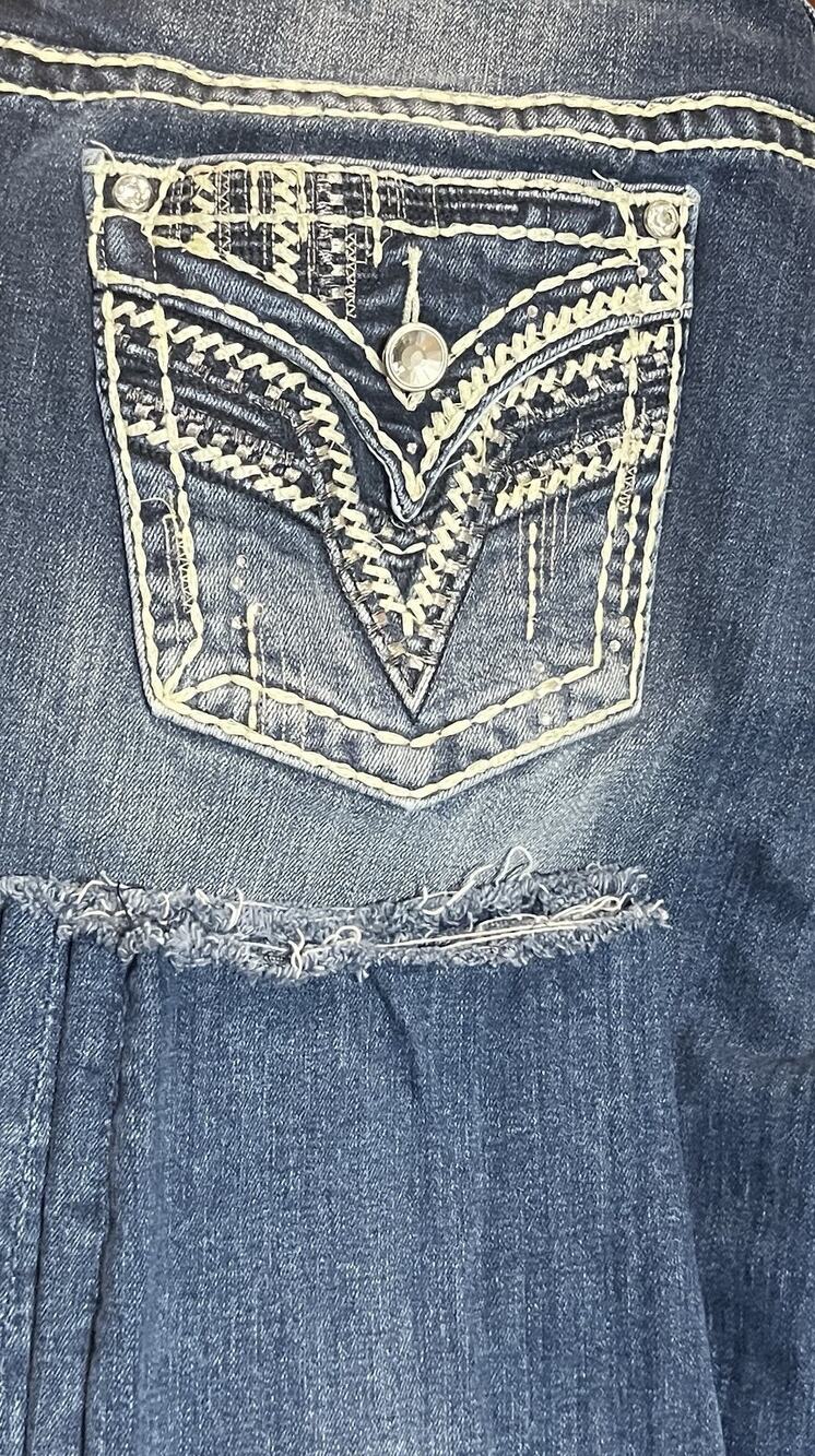 Vigoss Heritage Fit Skinny Jeans Womens S20 L30 Embellished Pockets Raw Hem EUC